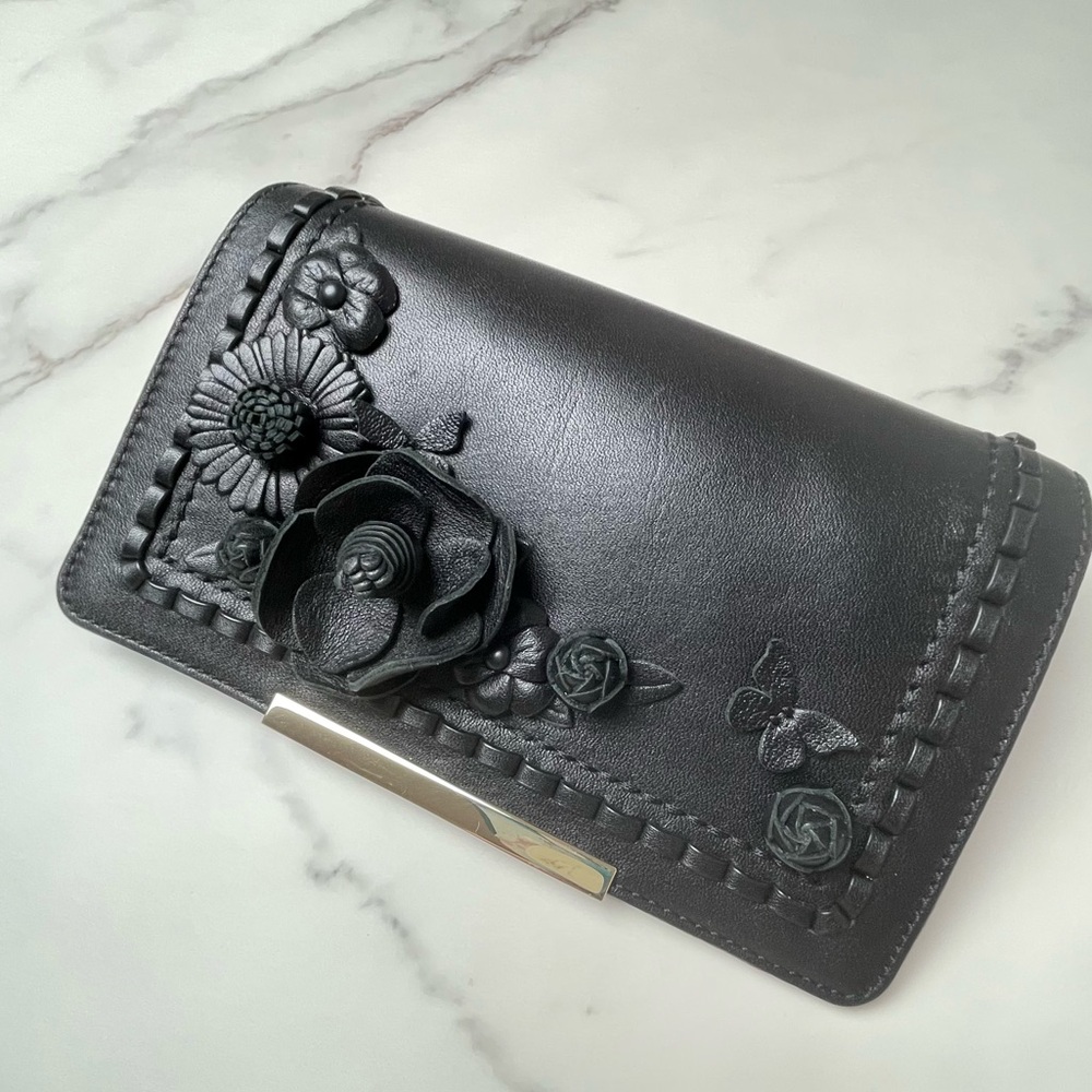 Kate Spade Make it Mine Black Floral 3D flap and strap - Picture 2 of 7